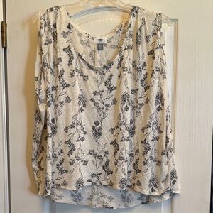 Floral Print Women's Top - Cream and Black